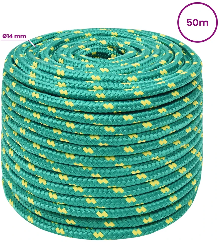 Daugiafunkcinė buitinė virvė 14 mm 50 m Žalia PP