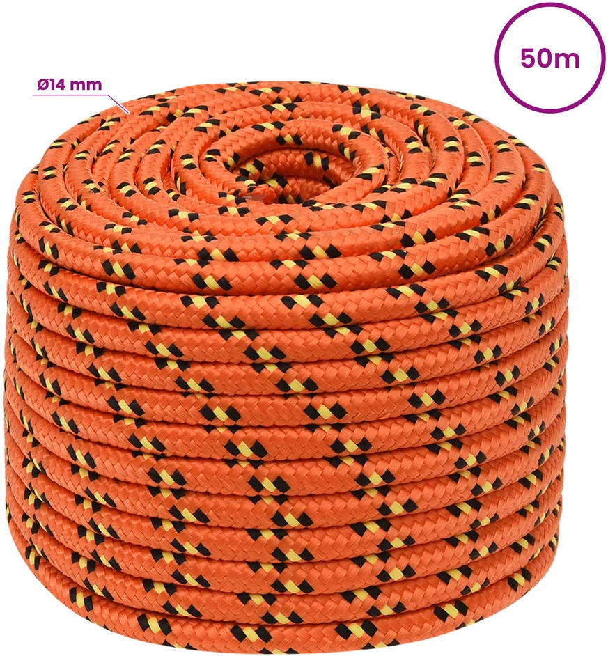 Daugiafunkcinė buitinė virvė 14 mm 50 m Oranžinė PP