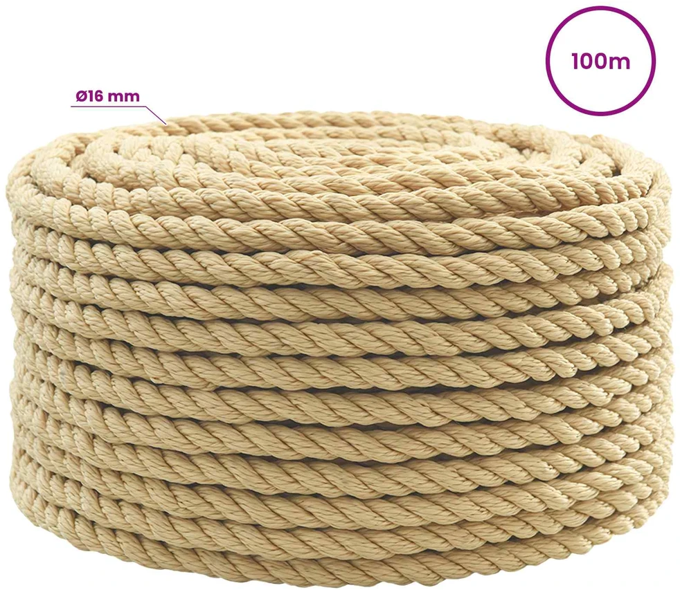Daugiafunkcinė buitinė virvė 16 mm 100 m Natūrali PP