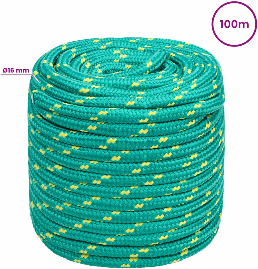 Daugiafunkcinė buitinė virvė 16 mm 100 m Žalia PP