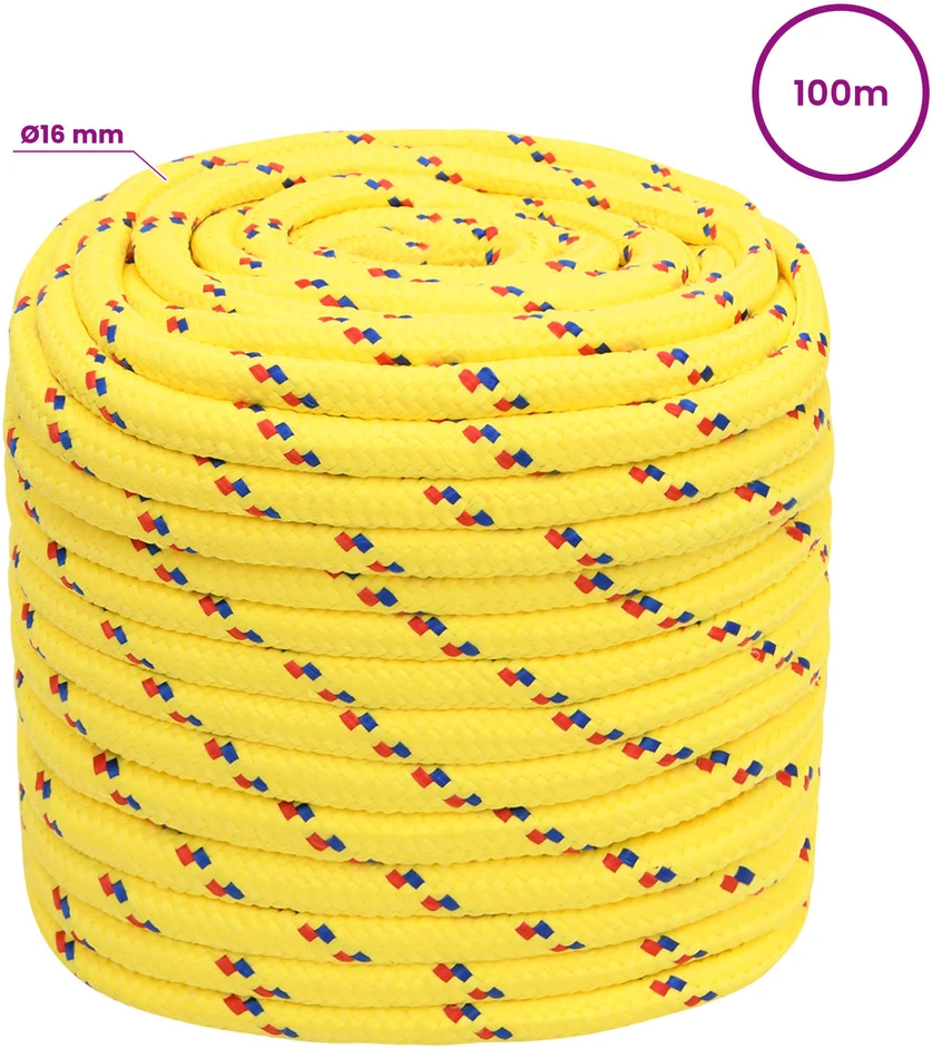 Daugiafunkcinė buitinė virvė 16 mm 100 m Geltona PP
