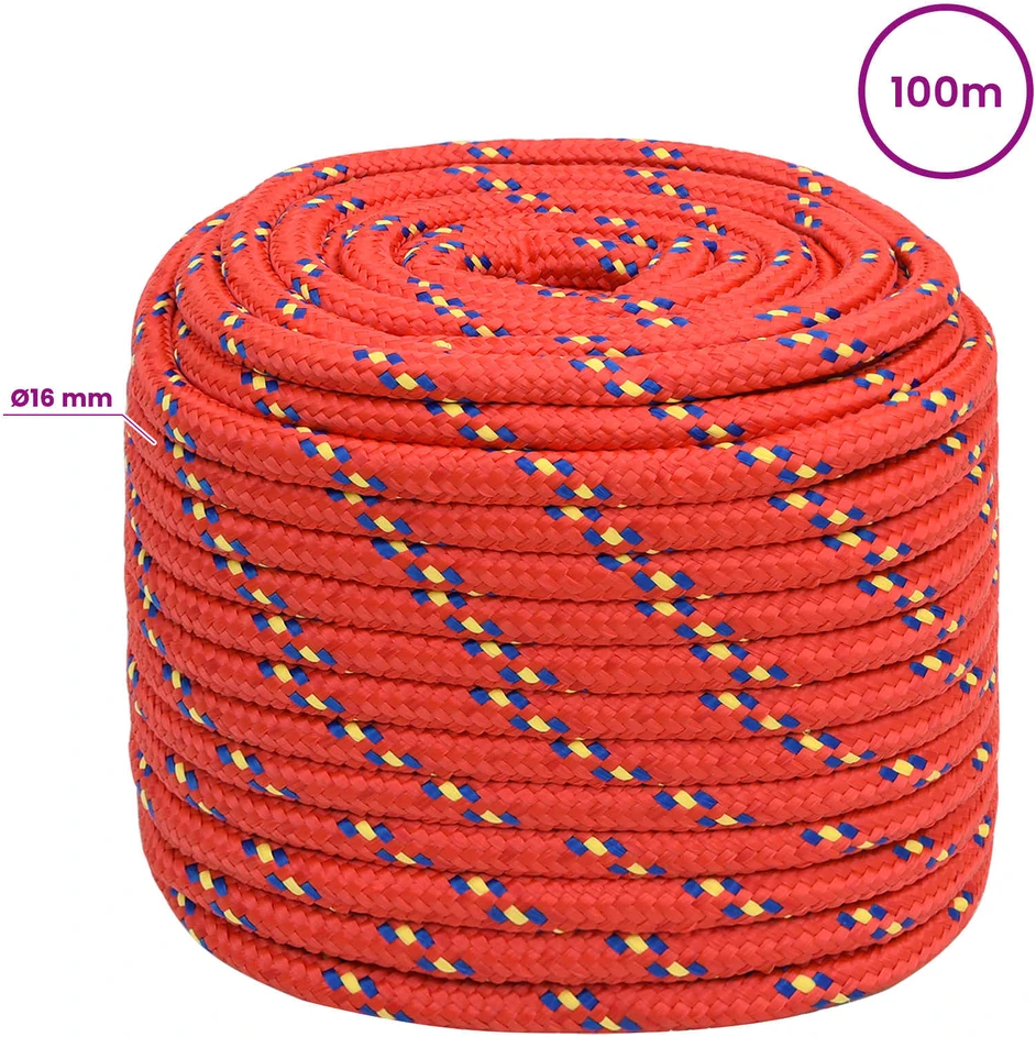Daugiafunkcinė buitinė virvė 16 mm 100 m Raudona PP