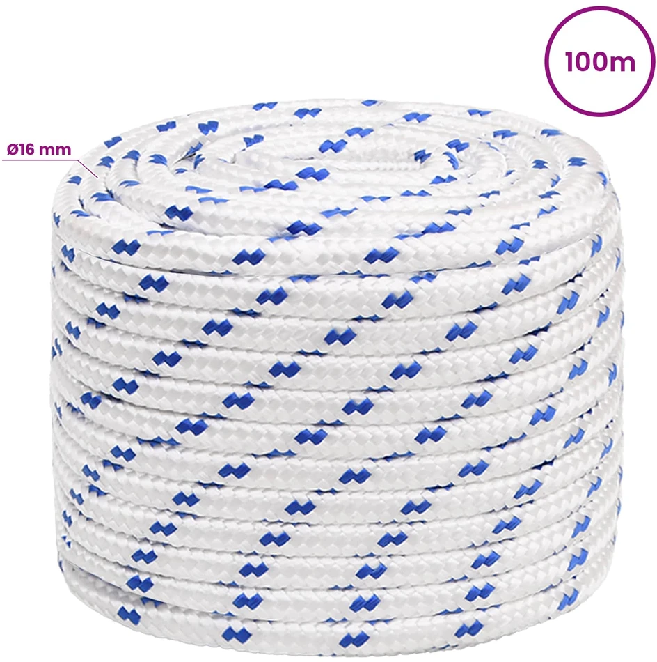 Daugiafunkcinė buitinė virvė 16 mm 100 m Balta ir mėlyna PP