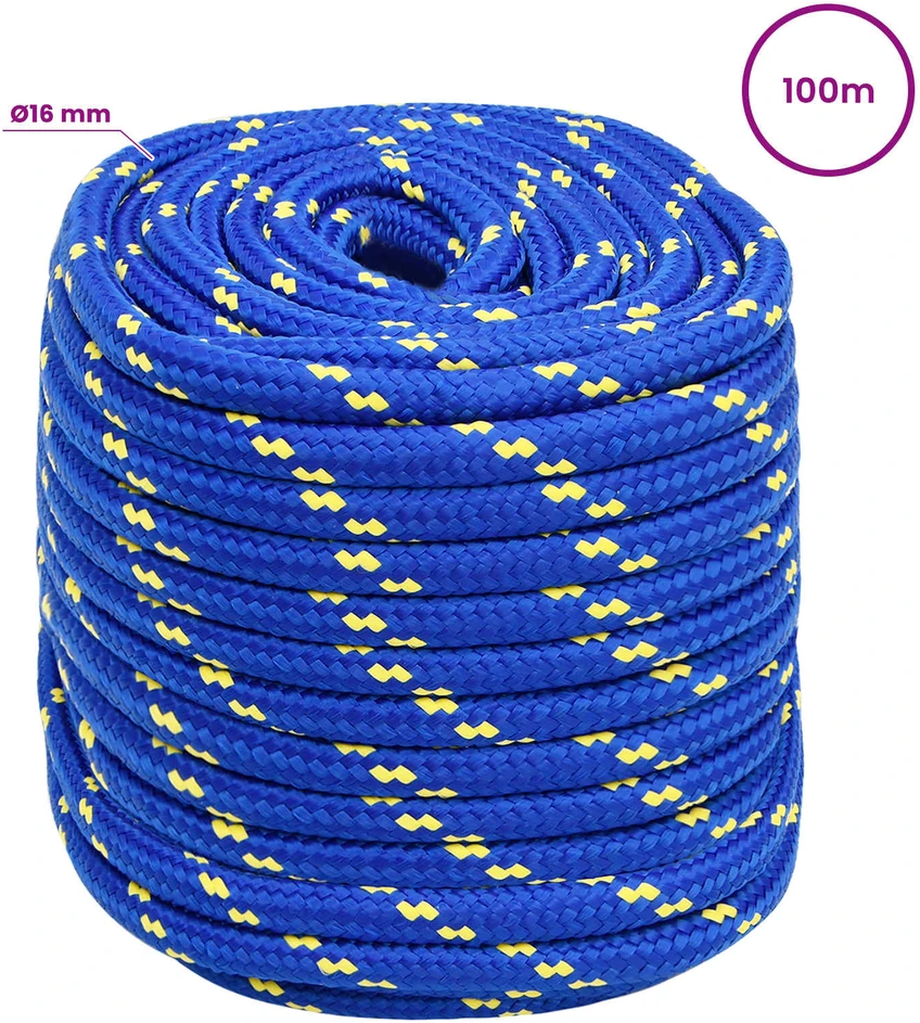 Daugiafunkcinė buitinė virvė 16 mm 100 m Mėlyna PP