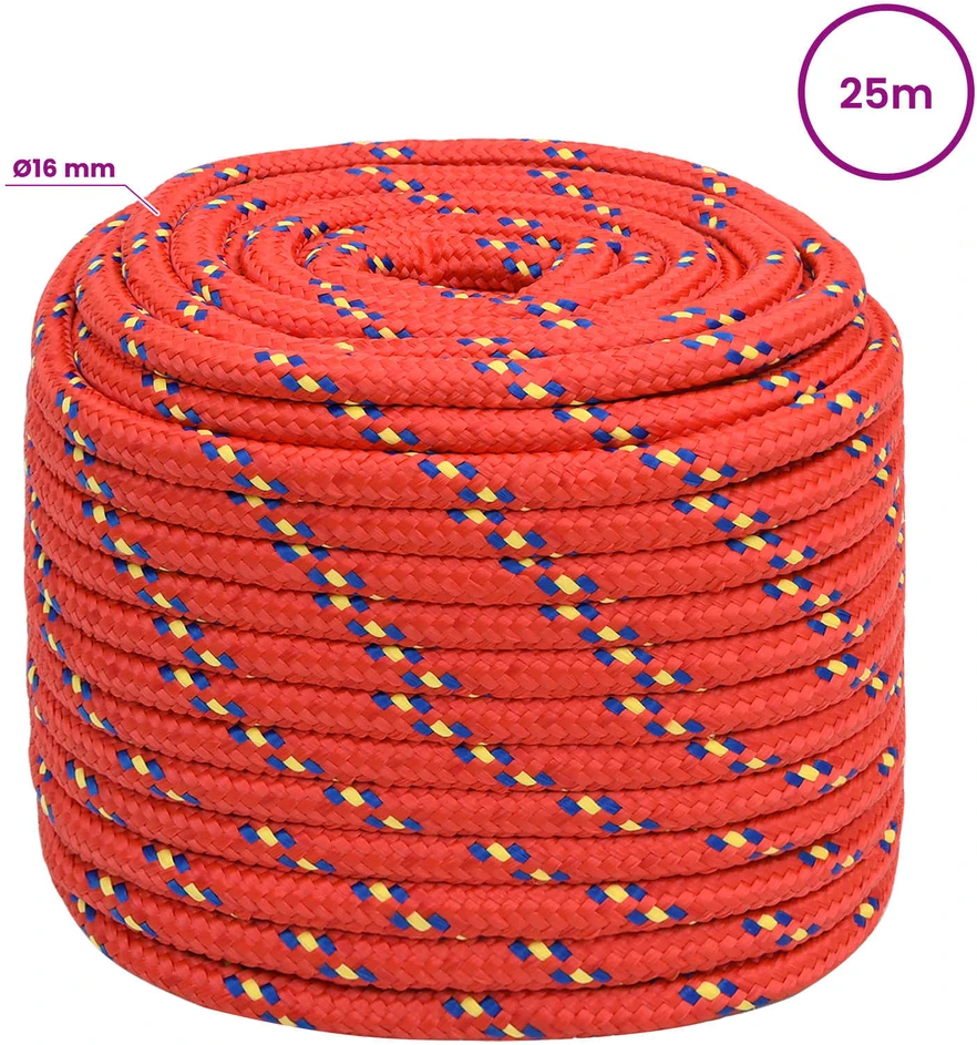 Daugiafunkcinė buitinė virvė 16 mm 25 m Raudona PP