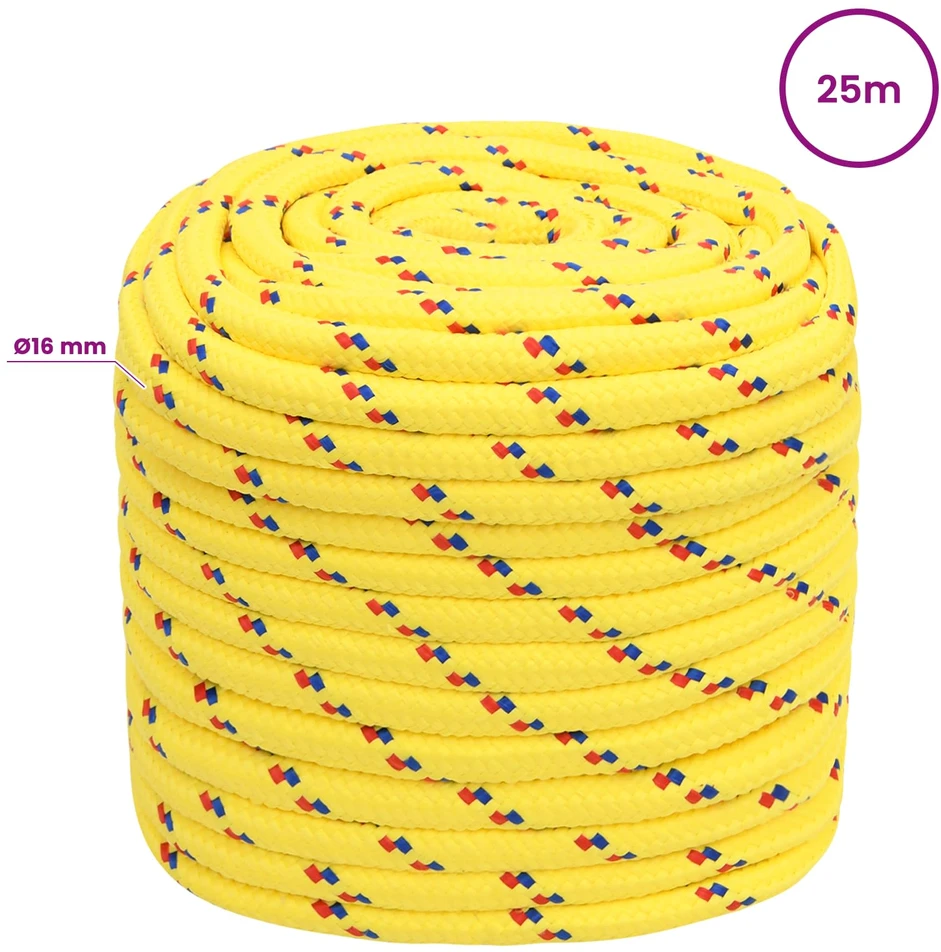 Daugiafunkcinė buitinė virvė 16 mm 25 m Geltona PP