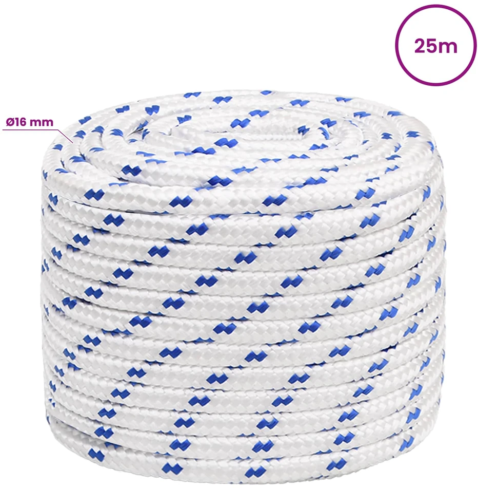 Daugiafunkcinė buitinė virvė 16 mm 25 m Balta ir mėlyna PP