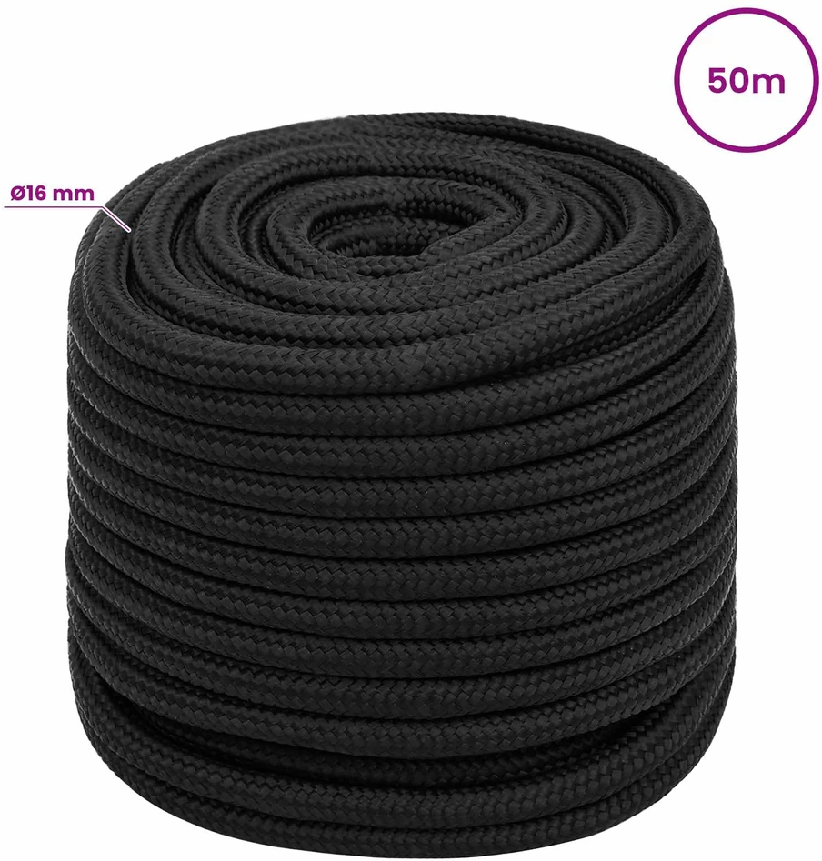 Daugiafunkcinė buitinė virvė 16 mm 50 m Juoda PP