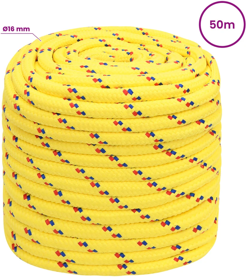 Daugiafunkcinė buitinė virvė 16 mm 50 m Geltona PP