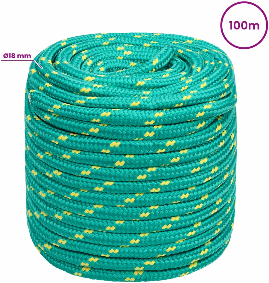 Daugiafunkcinė buitinė virvė 18 mm 100 m Žalia PP