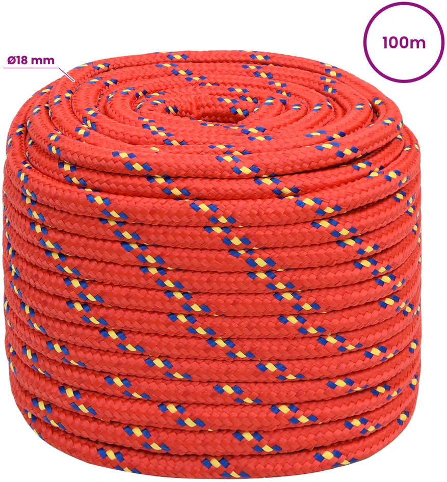 Daugiafunkcinė buitinė virvė 18 mm 100 m Raudona PP