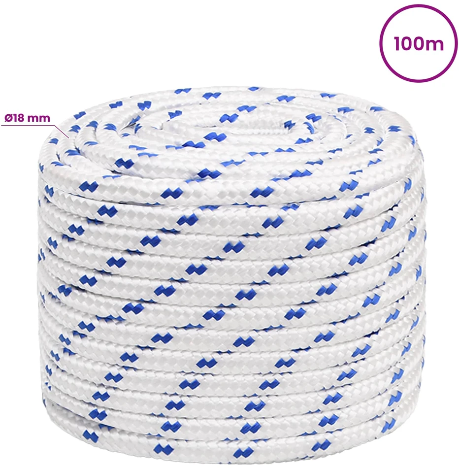 Daugiafunkcinė buitinė virvė 18 mm 100 m Balta ir mėlyna PP