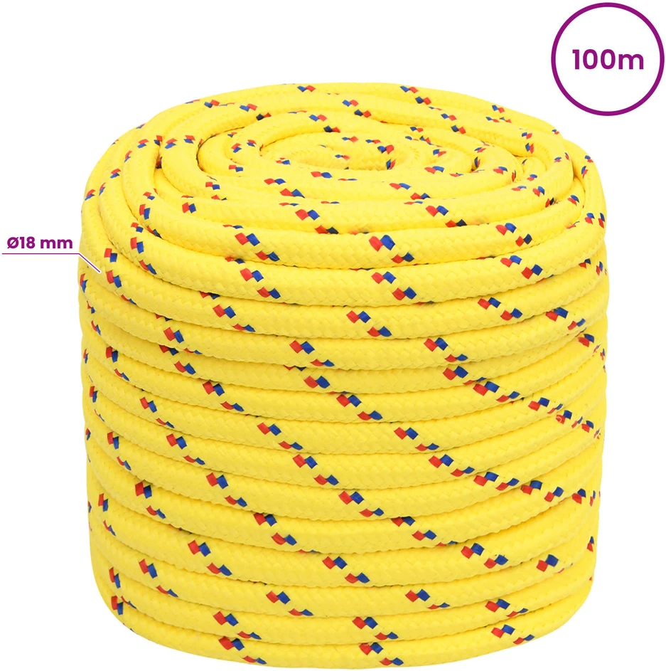 Daugiafunkcinė buitinė virvė 18 mm 100 m Geltona PP
