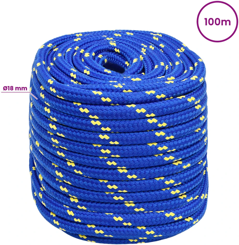 Daugiafunkcinė buitinė virvė 18 mm 100 m Mėlyna PP