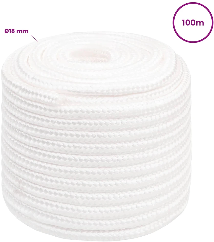 Daugiafunkcinė buitinė virvė 18 mm 100 m Balta PP