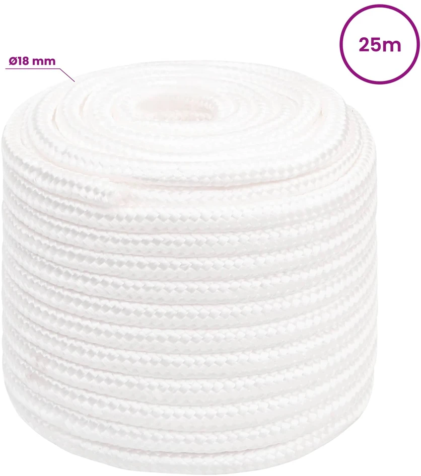 Daugiafunkcinė buitinė virvė 18 mm 25 m Balta PP