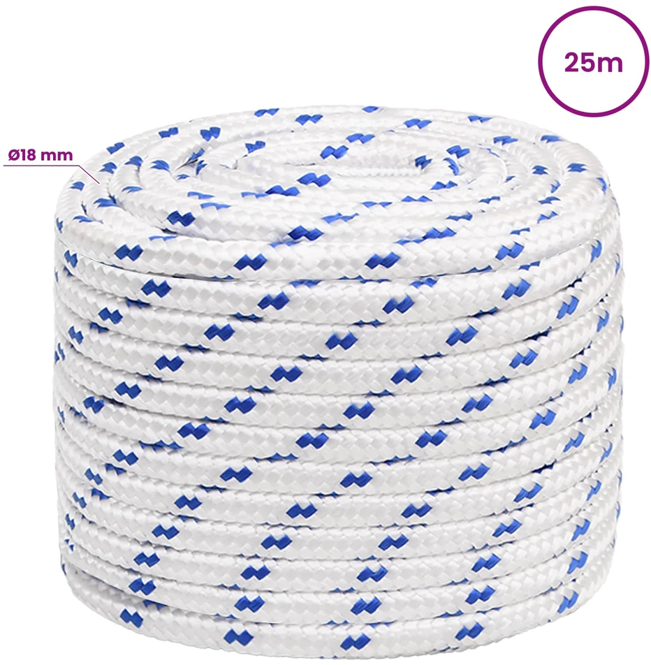 Daugiafunkcinė buitinė virvė 18 mm 25 m Balta ir mėlyna PP