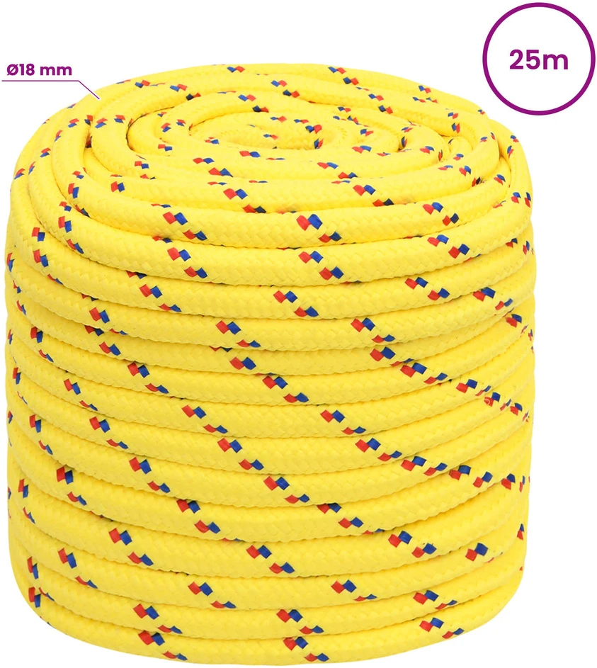 Daugiafunkcinė buitinė virvė 18 mm 25 m Geltona PP