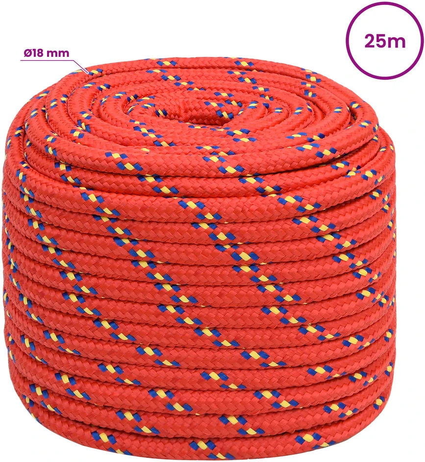 Daugiafunkcinė buitinė virvė 18 mm 25 m Raudona PP