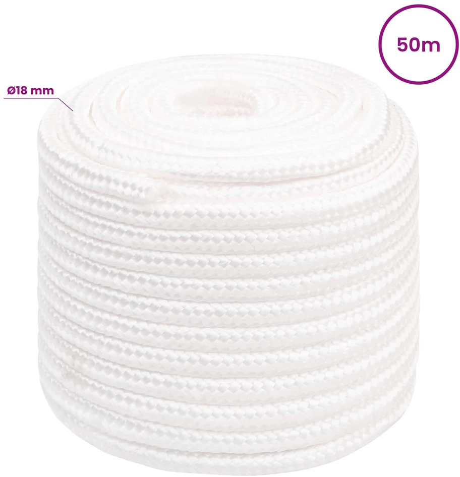Daugiafunkcinė buitinė virvė 18 mm 50 m Balta PP