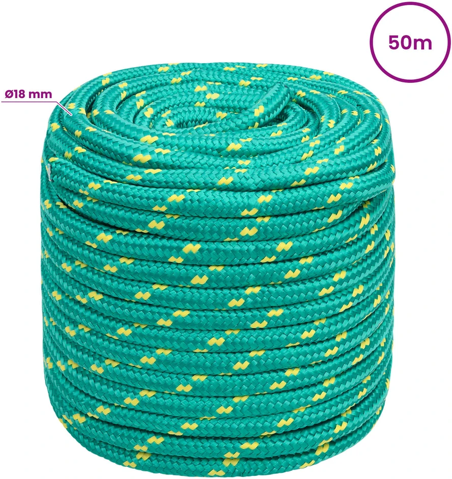 Daugiafunkcinė buitinė virvė 18 mm 50 m Žalia PP