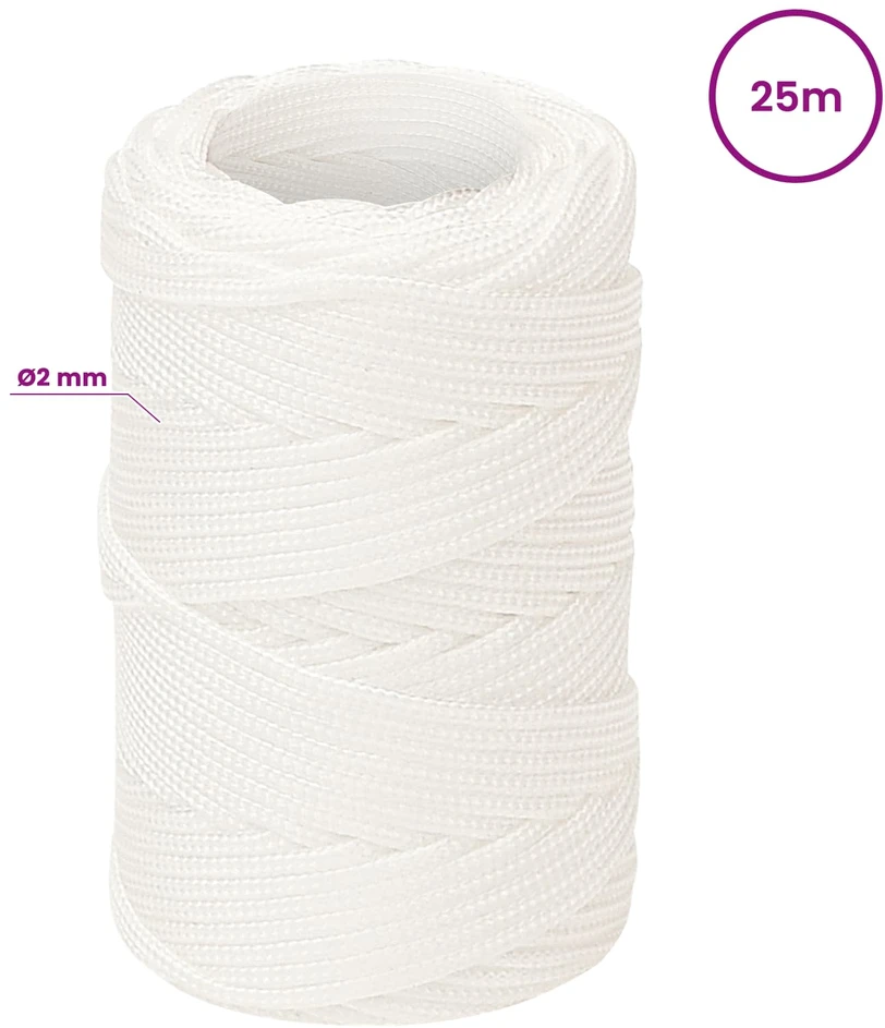 Daugiafunkcinė buitinė virvė 2 mm 25 m Balta PP