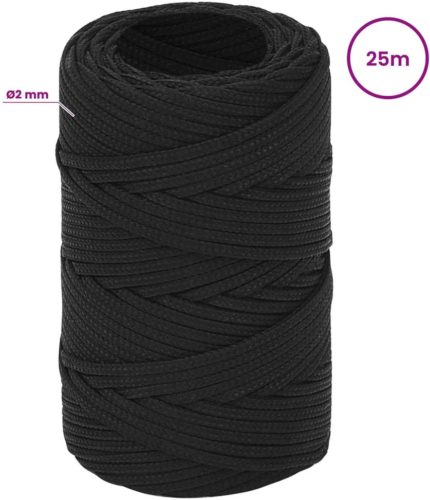 Daugiafunkcinė buitinė virvė 2 mm 25 m Juoda PP
