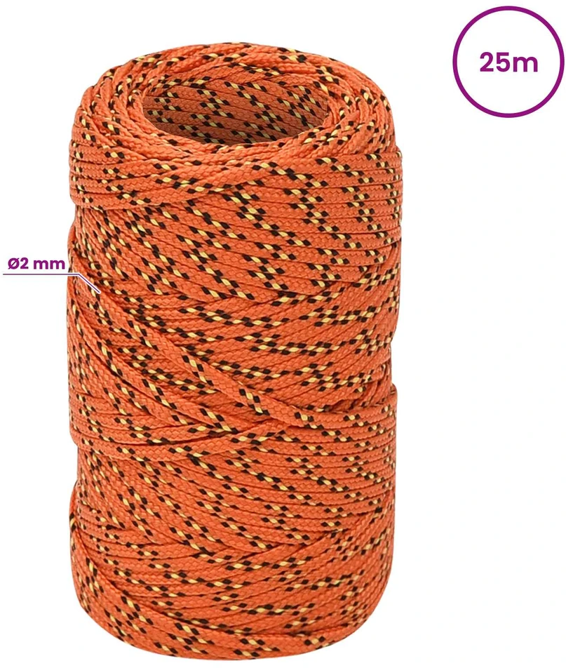 Daugiafunkcinė buitinė virvė 2 mm 25 m Oranžinė PP
