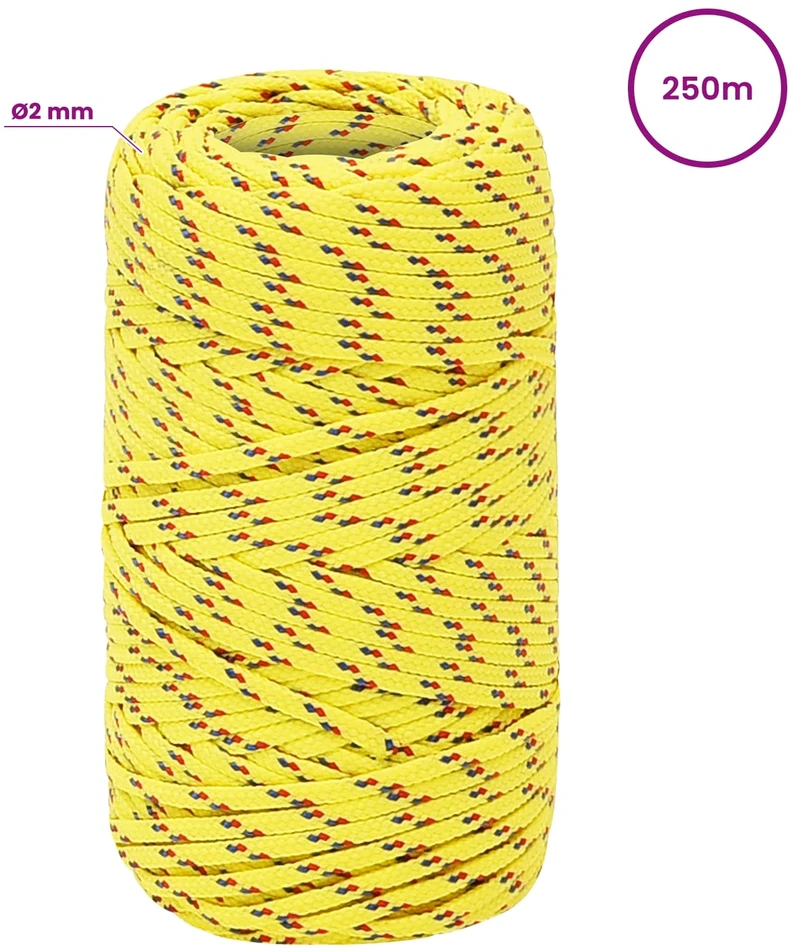 Daugiafunkcinė buitinė virvė 2 mm 250 m Geltona PP