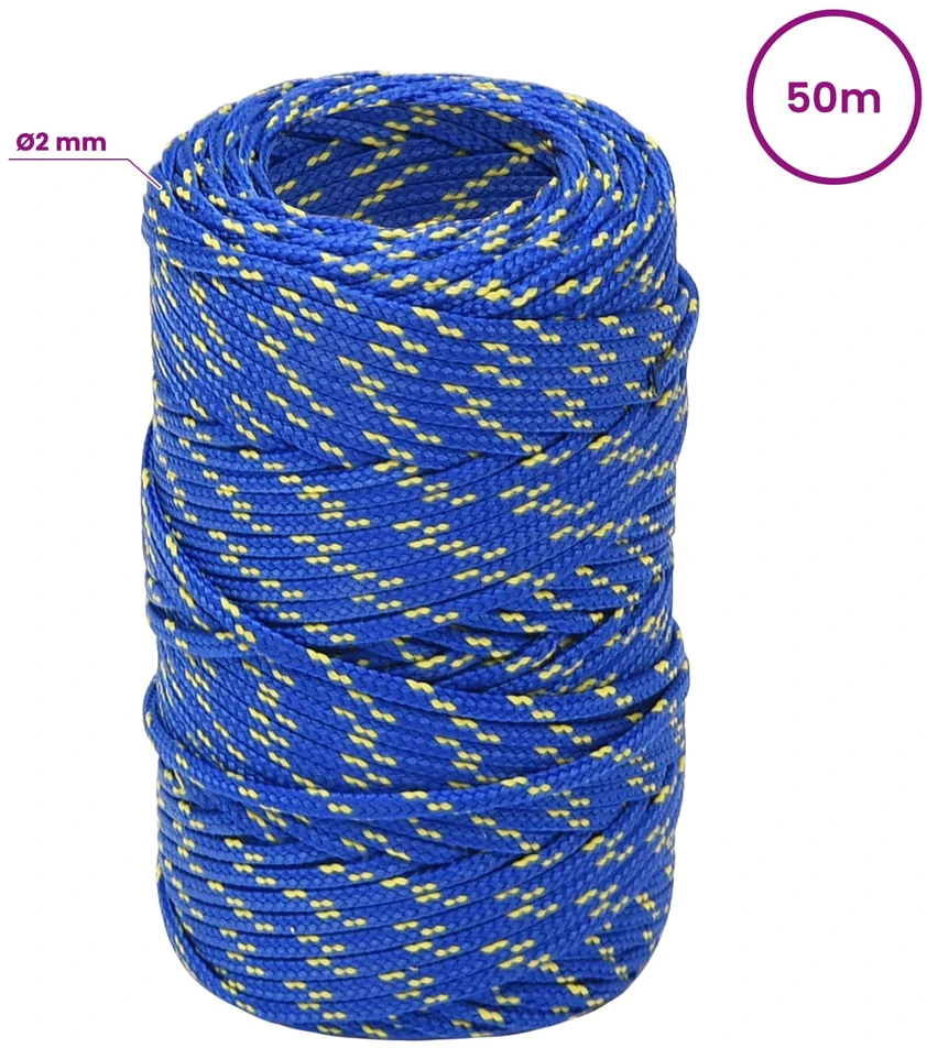Daugiafunkcinė buitinė virvė 2 mm 50 m Mėlyna PP