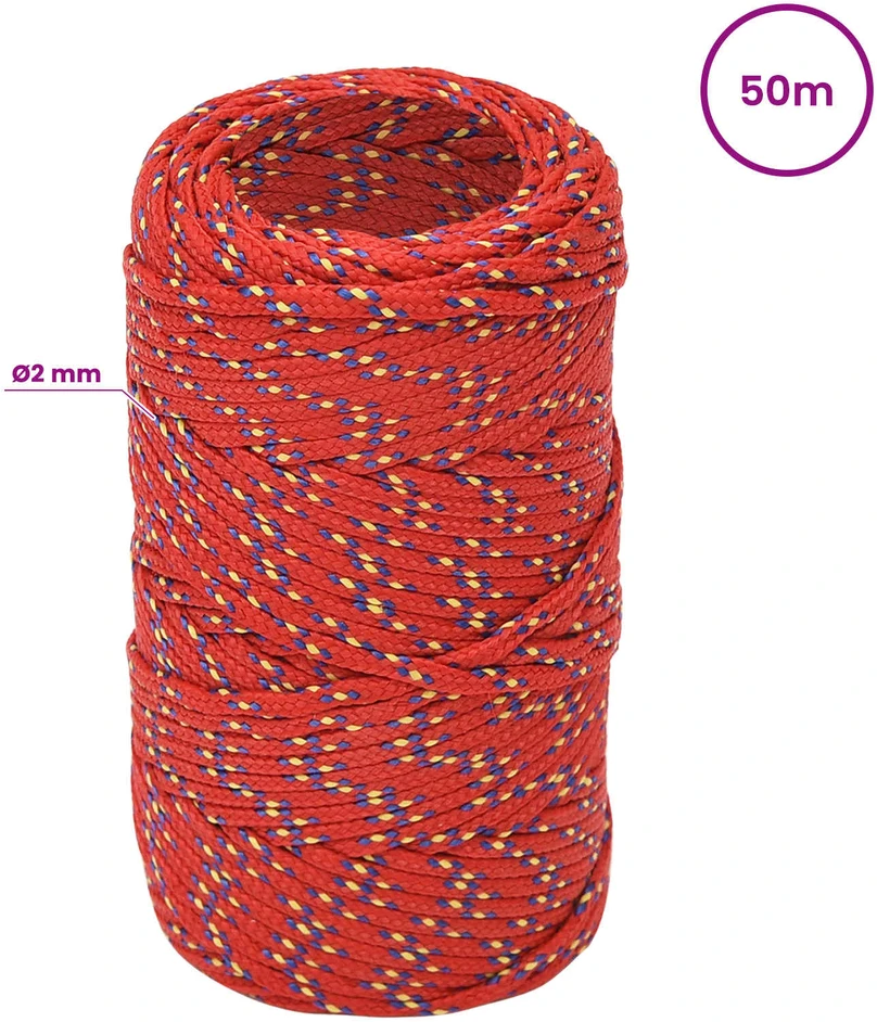Daugiafunkcinė buitinė virvė 2 mm 50 m Raudona PP
