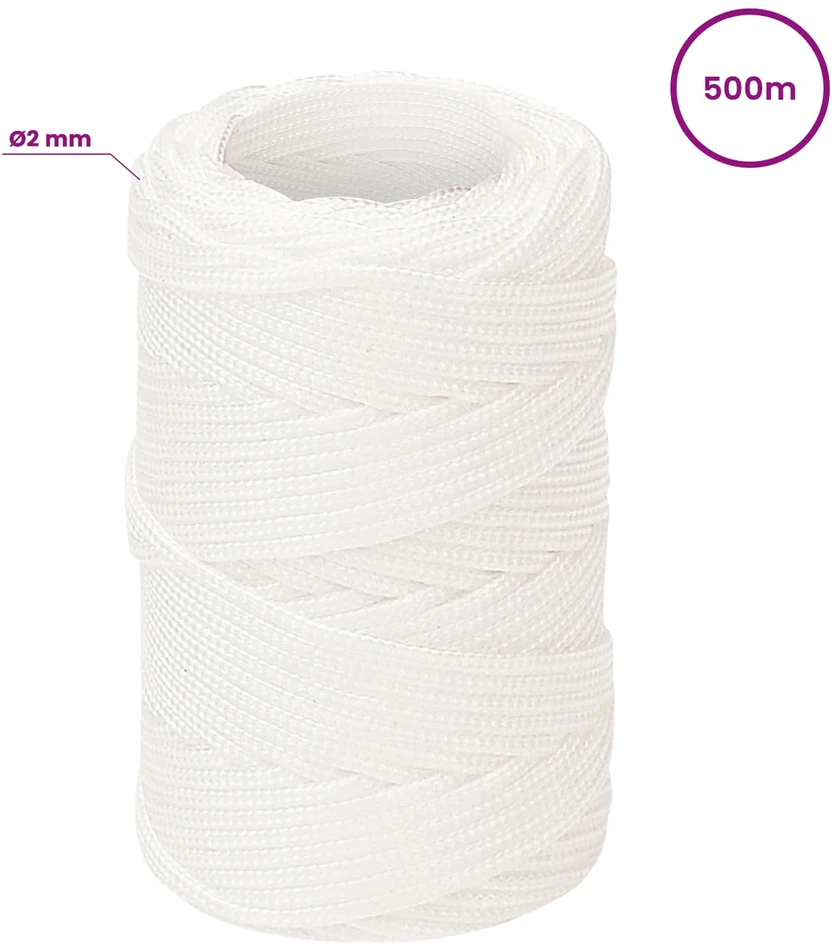 Daugiafunkcinė buitinė virvė 2 mm 500 m Balta PP