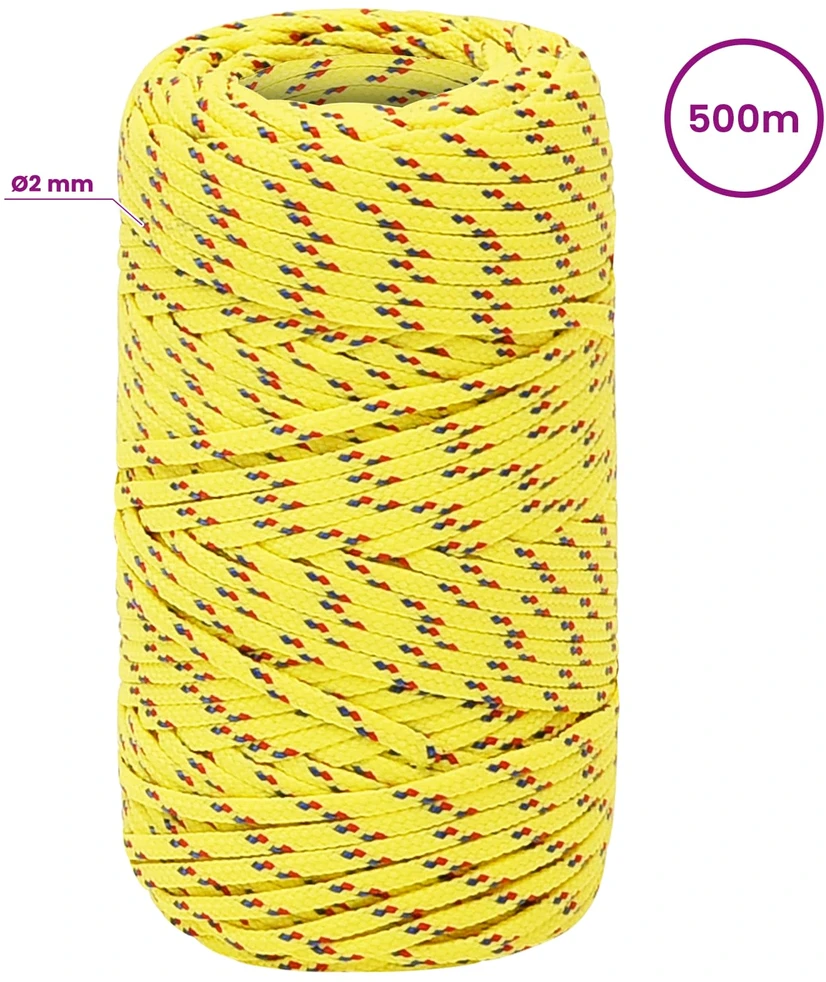 Daugiafunkcinė buitinė virvė 2 mm 500 m Geltona PP