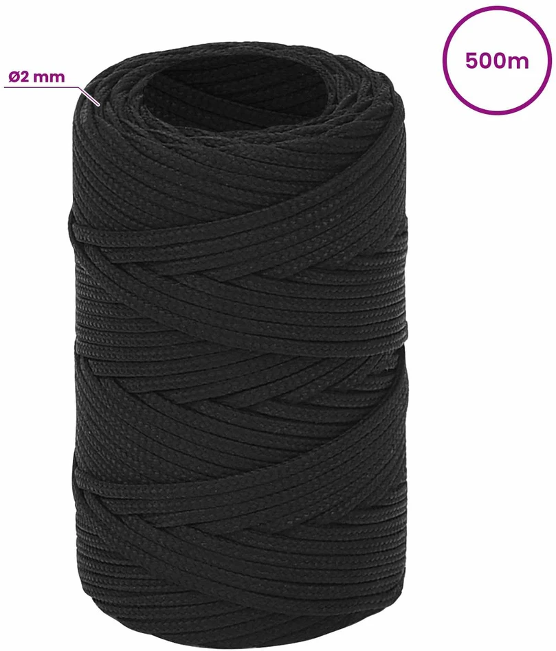Daugiafunkcinė buitinė virvė 2 mm 500 m Juoda PP