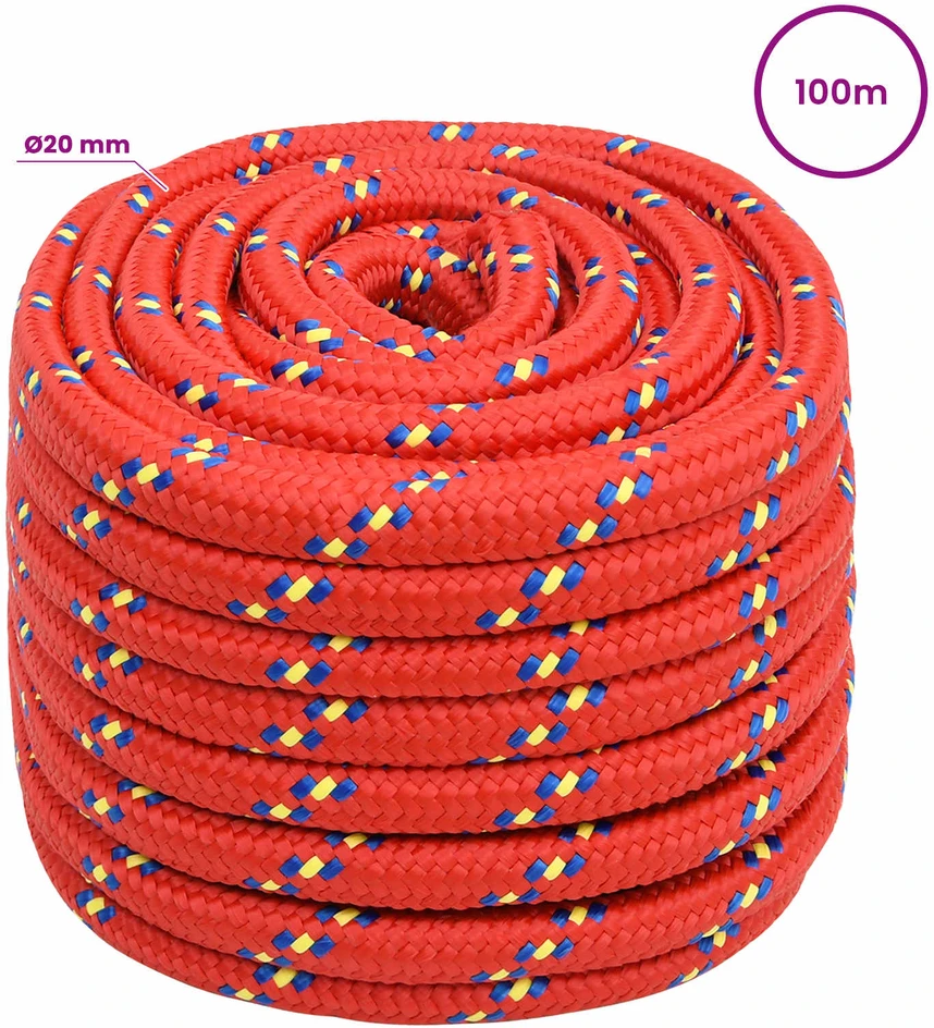 Daugiafunkcinė buitinė virvė 20 mm 100 m Raudona PP