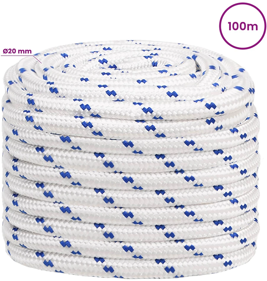 Daugiafunkcinė buitinė virvė 20 mm 100 m Balta ir mėlyna PP
