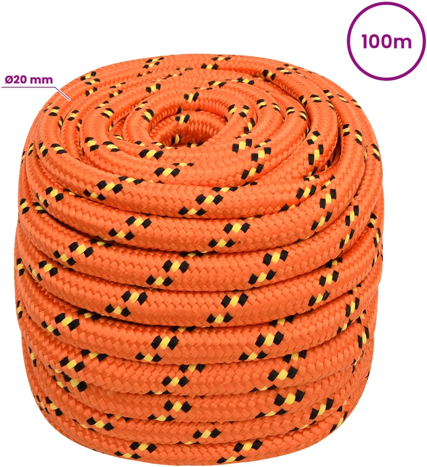 Daugiafunkcinė buitinė virvė 20 mm 100 m Oranžinė PP