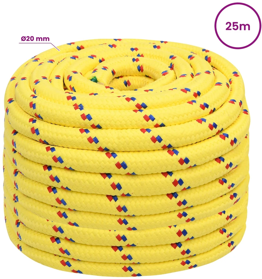 Daugiafunkcinė buitinė virvė 20 mm 25 m Geltona PP