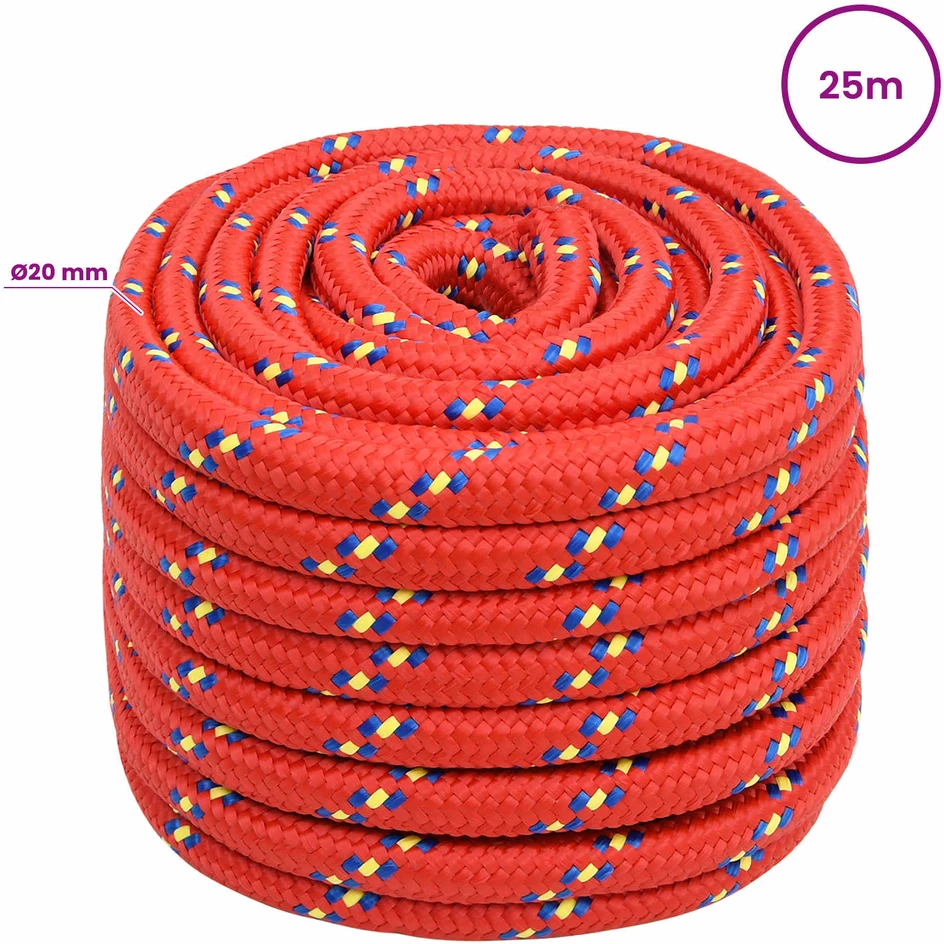 Daugiafunkcinė buitinė virvė 20 mm 25 m Raudona PP