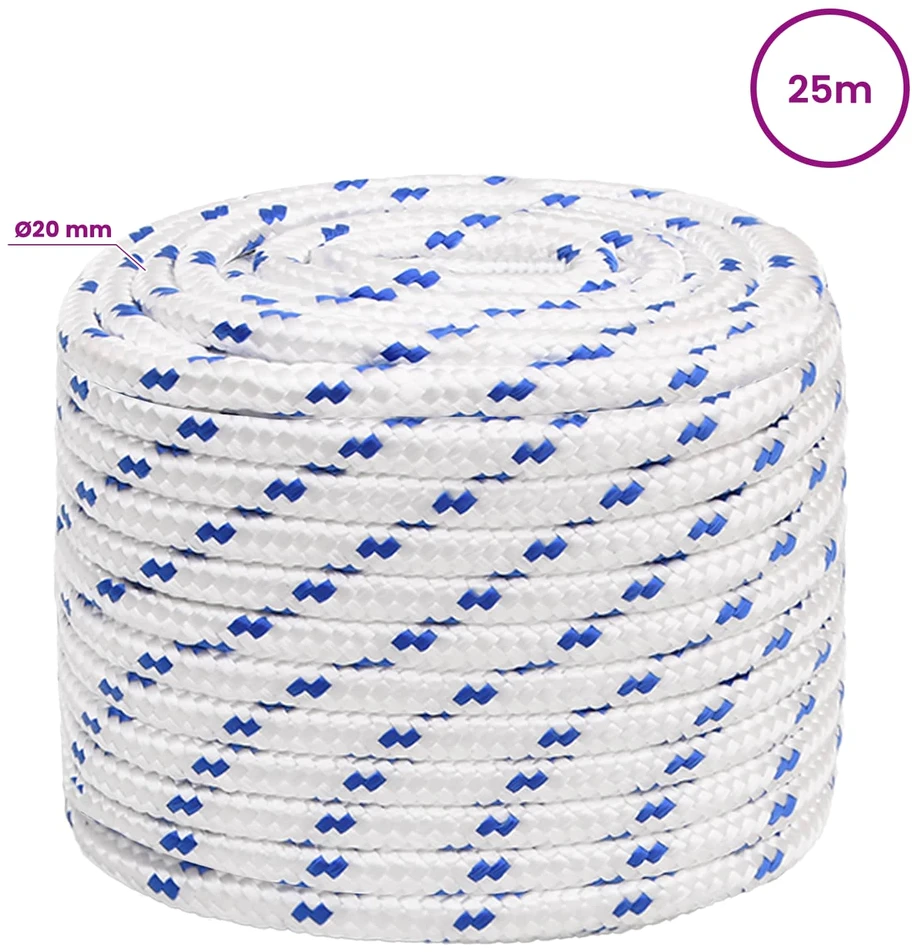 Daugiafunkcinė buitinė virvė 20 mm 25 m Balta ir mėlyna PP