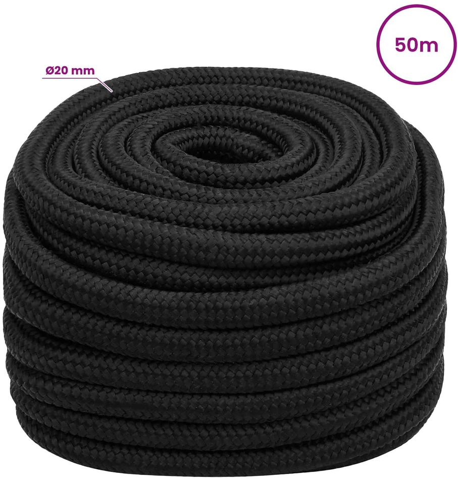 Daugiafunkcinė buitinė virvė 20 mm 50 m Juoda PP