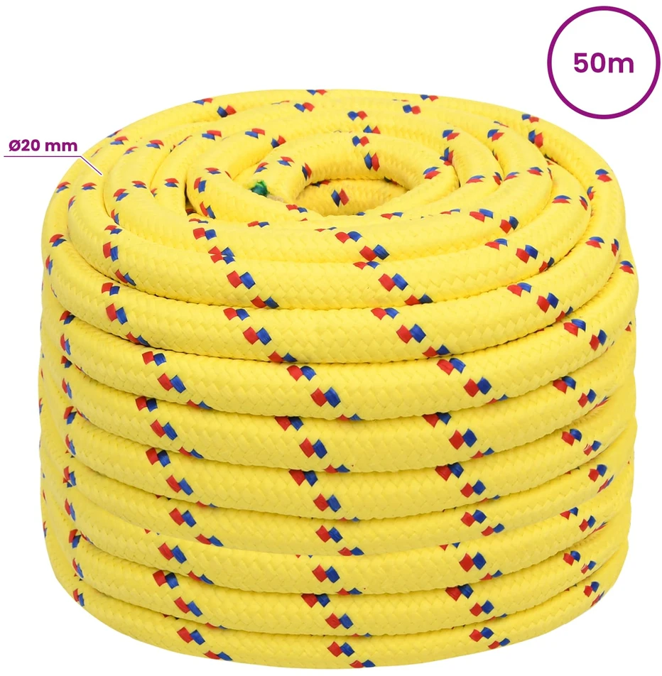 Daugiafunkcinė buitinė virvė 20 mm 50 m Geltona PP