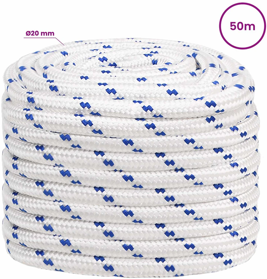 Daugiafunkcinė buitinė virvė 20 mm 50 m Balta ir mėlyna PP