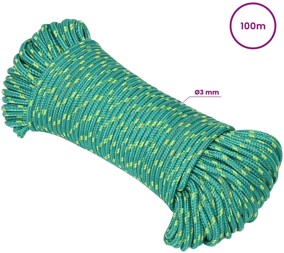 Daugiafunkcinė buitinė virvė 3 mm 100 m Žalia PP