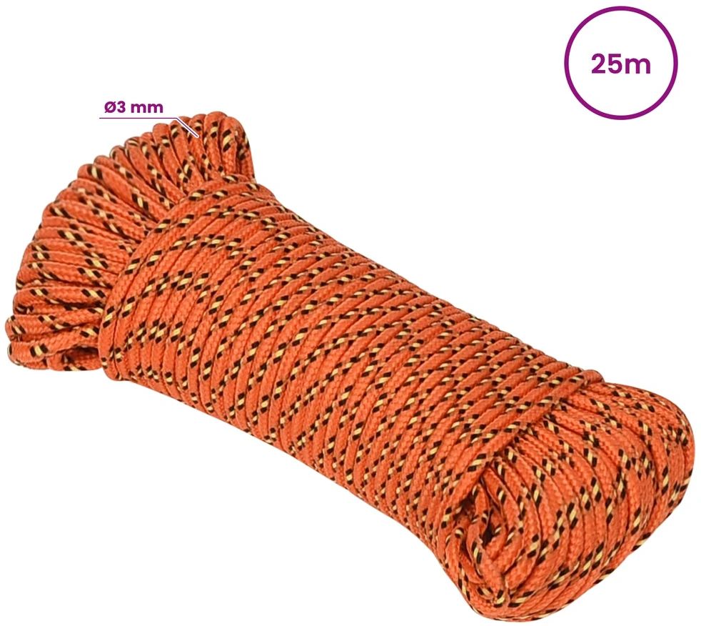 Daugiafunkcinė buitinė virvė 3 mm 25 m Oranžinė PP