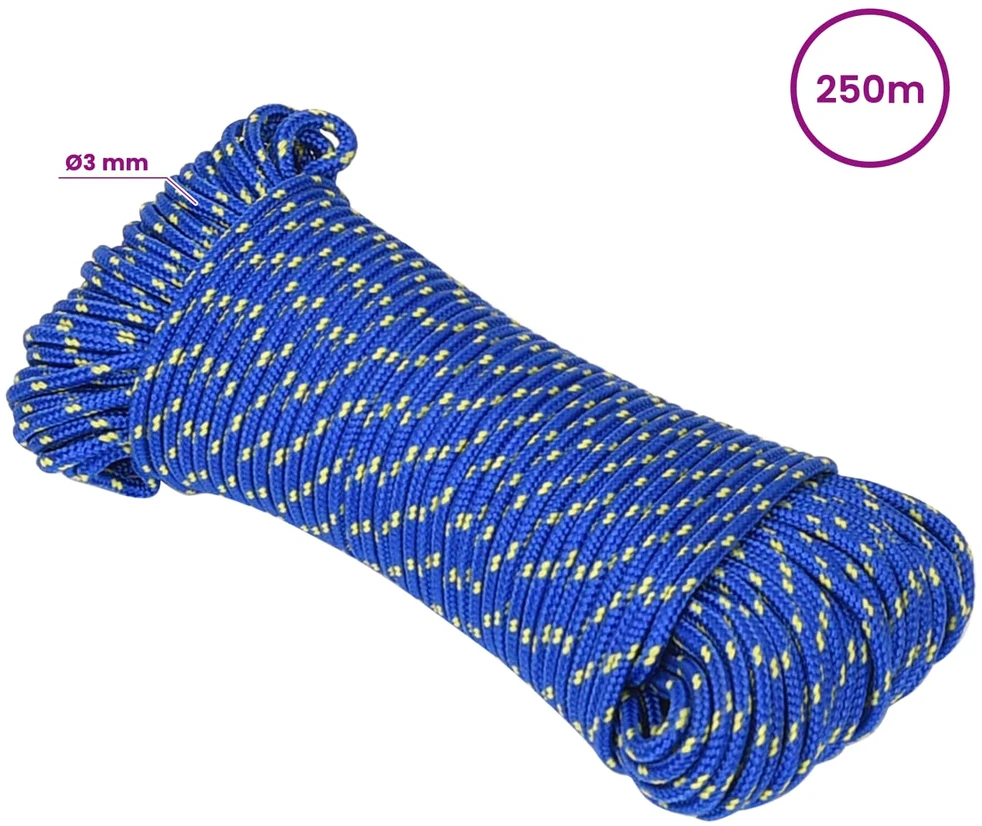 Daugiafunkcinė buitinė virvė 3 mm 250 m Mėlyna PP