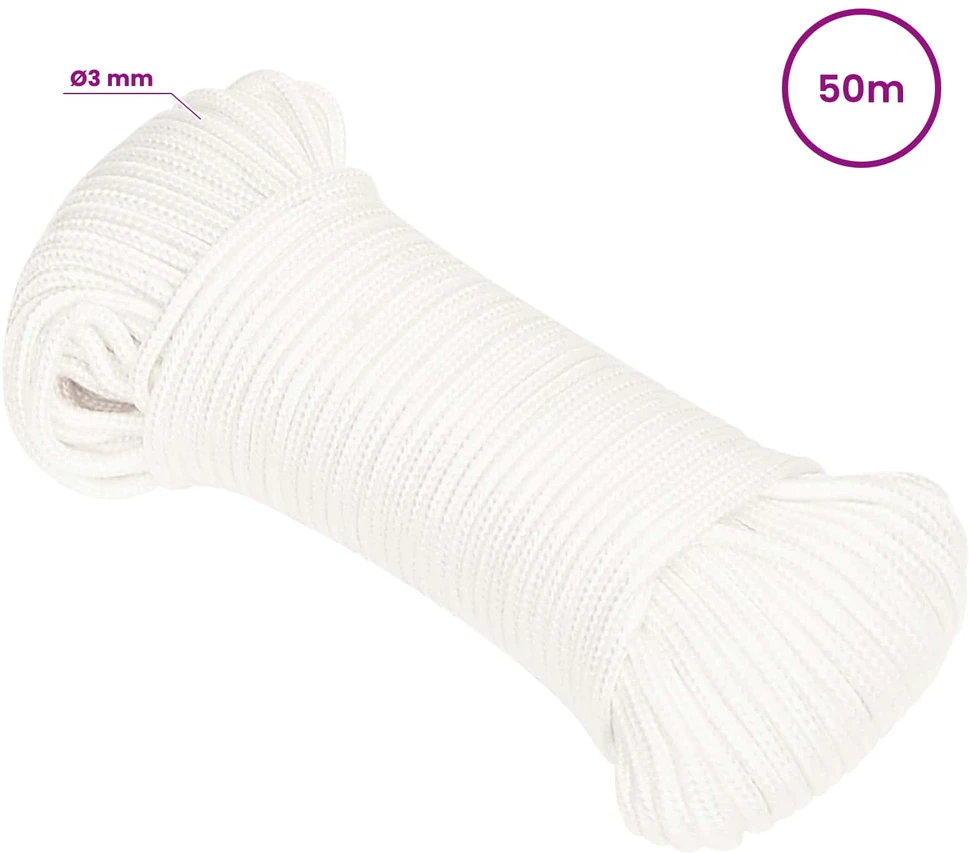 Daugiafunkcinė buitinė virvė 3 mm 50 m Balta PP