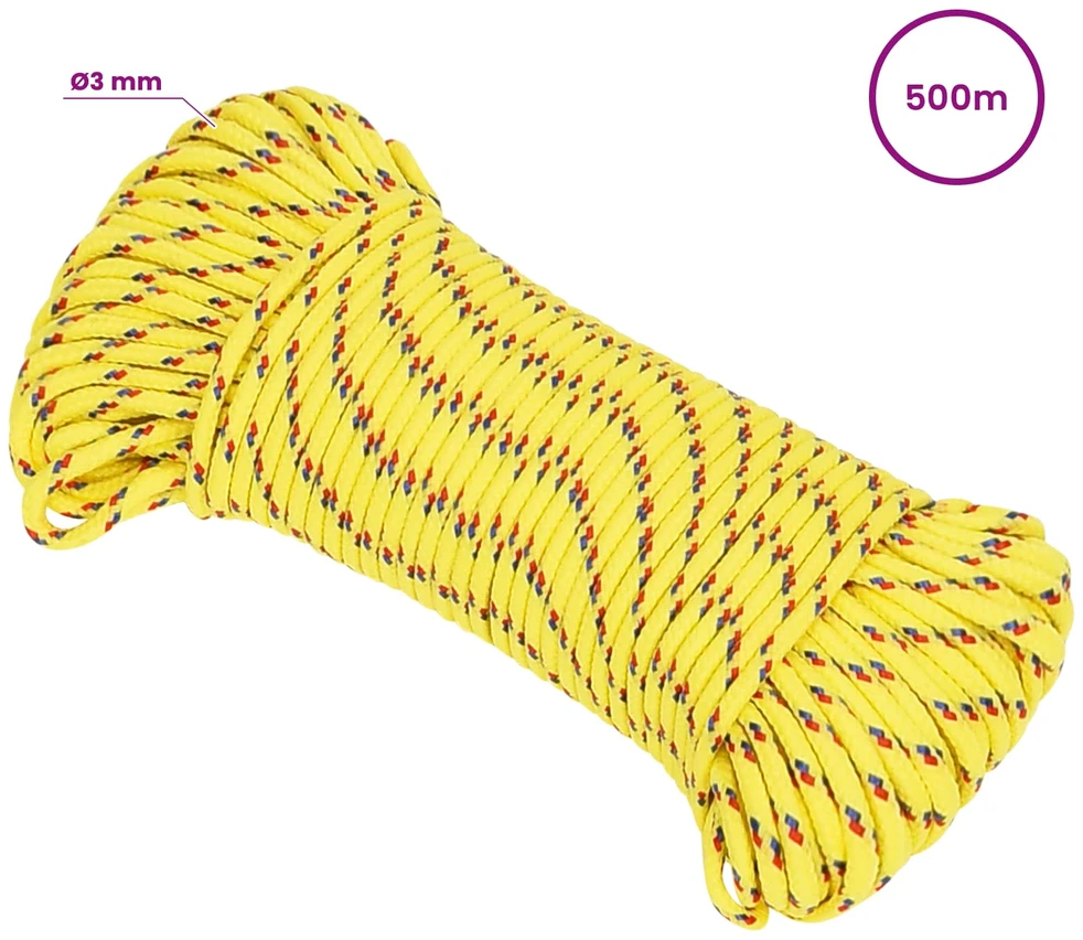 Daugiafunkcinė buitinė virvė 3 mm 500 m Geltona PP