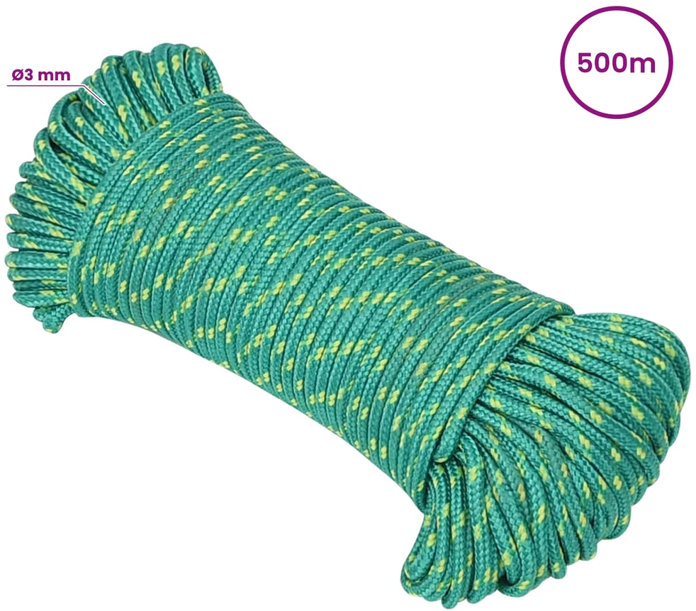 Daugiafunkcinė buitinė virvė 3 mm 500 m Žalia PP