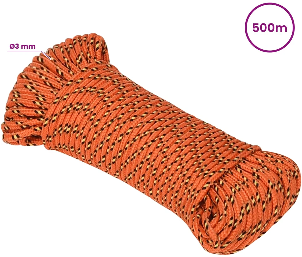 Daugiafunkcinė buitinė virvė 3 mm 500 m Oranžinė PP